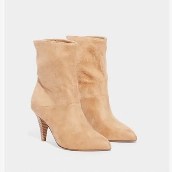Express Women’s Slouched Heeled Ankle Boots (Color: Nude)(Size: 8) EUC - Picture 1 of 9